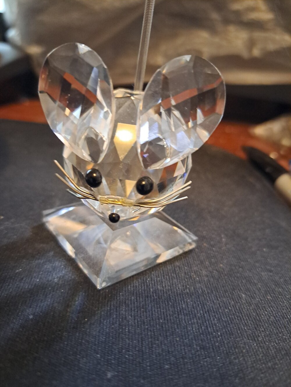 Vintage Swarovski Crystal Large Mouse W Wire Whiskers Spring Tail 7631 REPAIRED